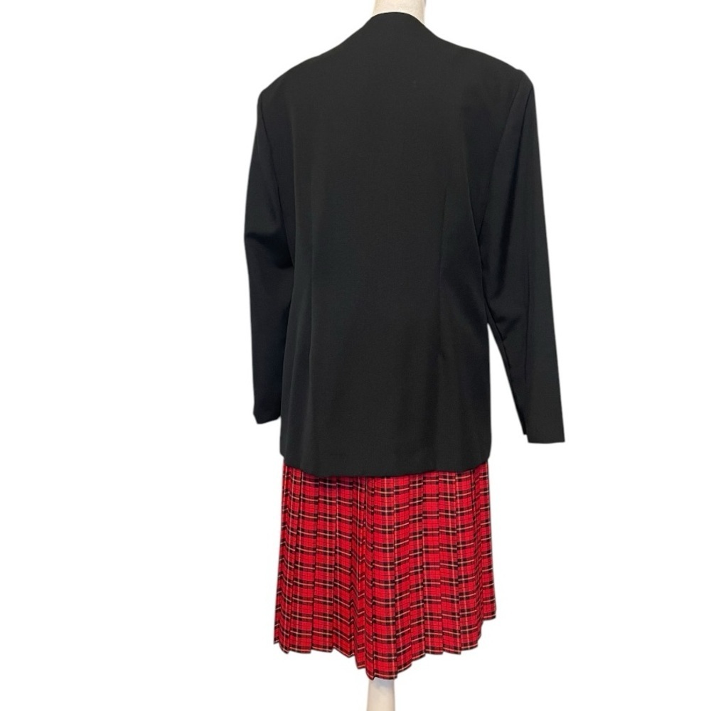 Vintage 80s Plaid Skirt Suit Set Red Black Power Suit Berg-Ray 10 Secretary Chic - Picture 8 of 11